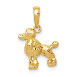 14k Yellow Gold Mini Textured Poodle Pendant